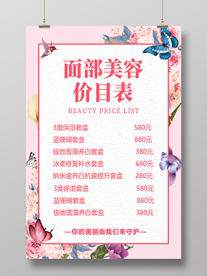 美容产品价目表模板 专业展示，清晰透明